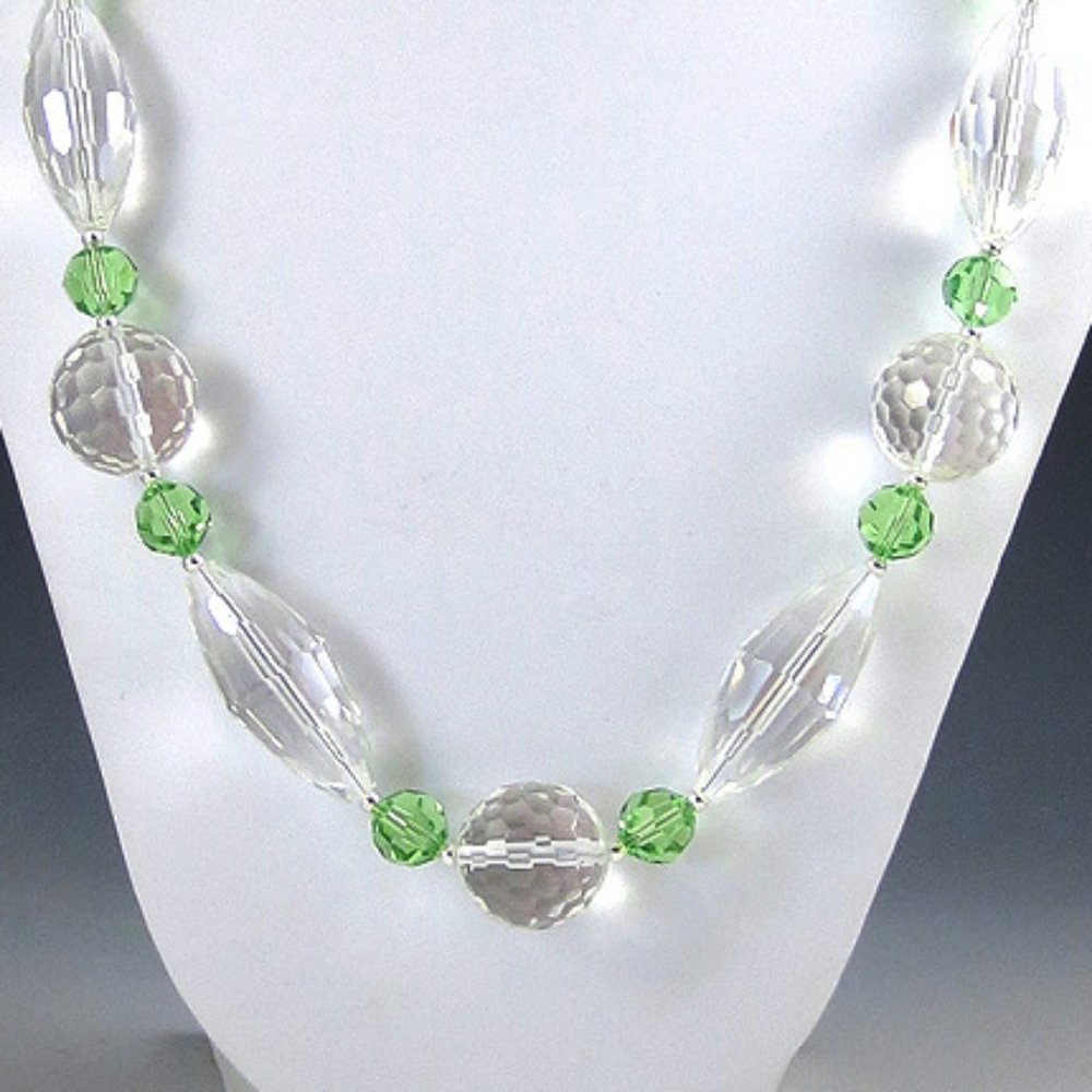 Glass, Crystal Quartz, Crystal, Sterling Necklace